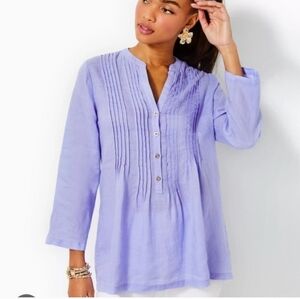 Lilly Pulitzer Lavender Pintuck Button-Front Tunic